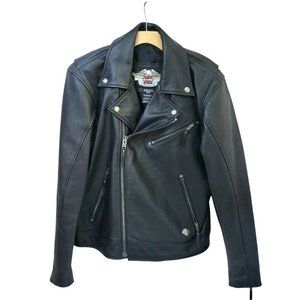 Harley Davidson Roadway Leather Jacket Medium Black Logo Motor Cycle